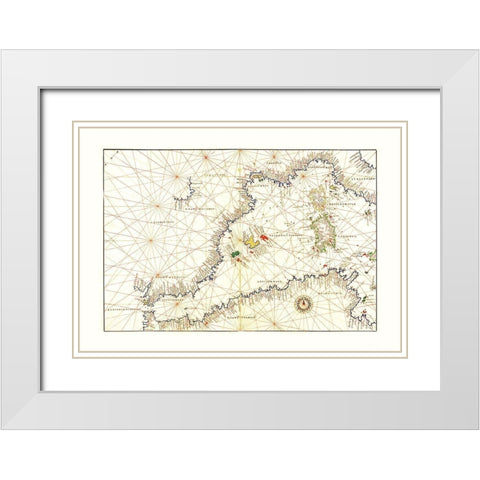 Mediterranean Sea Coast - Agnese 1544 White Modern Wood Framed Art Print with Double Matting by Agnese, Battista