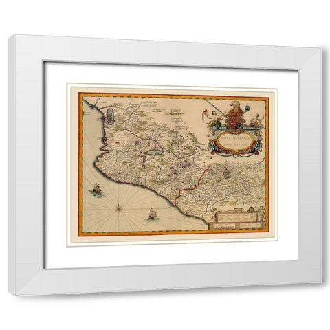 Mexico - Blaeu 1635 White Modern Wood Framed Art Print with Double Matting by Blaeu