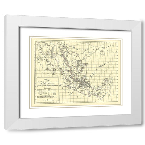 Telegraphs Mexico - Labadie 1884 White Modern Wood Framed Art Print with Double Matting by Labadie