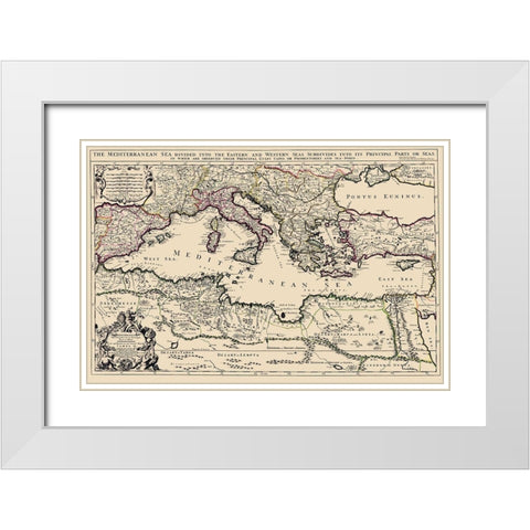 Mediterranean Sea Region - Berry 1685 White Modern Wood Framed Art Print with Double Matting by Berry