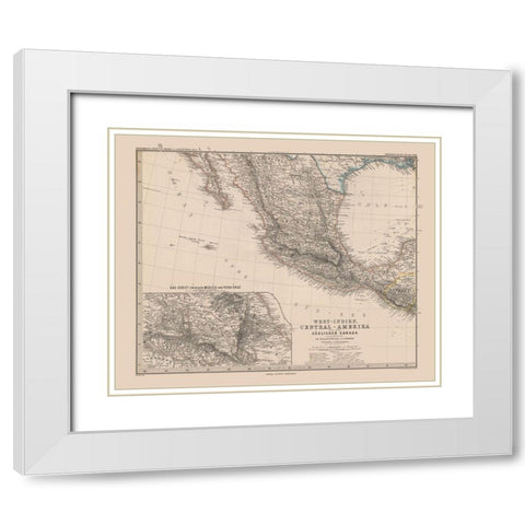 Moon Surface Mexico - Stieler 1885 White Modern Wood Framed Art Print with Double Matting by Stieler