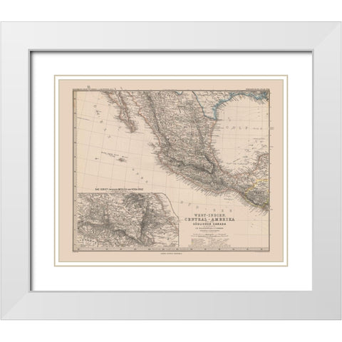 Moon Surface Mexico - Stieler 1885 White Modern Wood Framed Art Print with Double Matting by Stieler