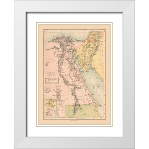 Middle East Egypt Arabia - Black 1867 White Modern Wood Framed Art Print with Double Matting by Black