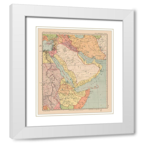 Middle East Africa - Streit 1913 White Modern Wood Framed Art Print with Double Matting by Streit