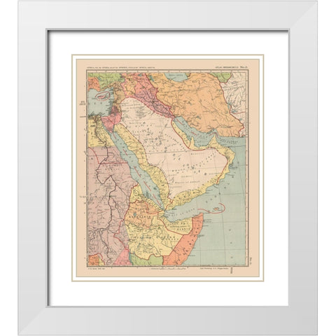 Middle East Africa - Streit 1913 White Modern Wood Framed Art Print with Double Matting by Streit