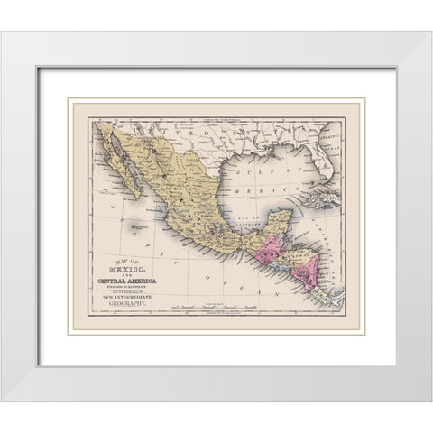 Central America Mexico United States White Modern Wood Framed Art Print with Double Matting by Mitchell