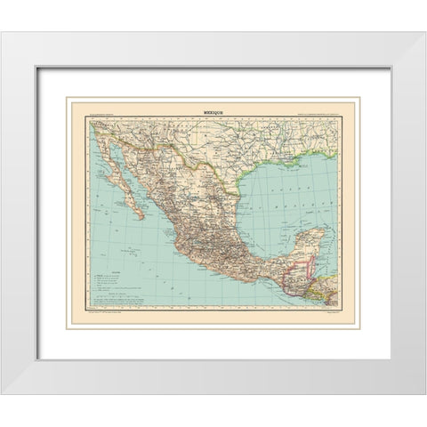 Mexico - Schrader 1908 White Modern Wood Framed Art Print with Double Matting by Schrader