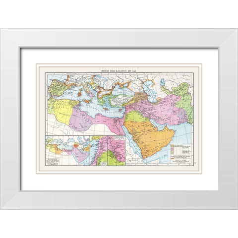 Middle East Caliphate to 945 - Droysen 1886 White Modern Wood Framed Art Print with Double Matting by Droysen