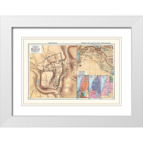 Biblical History Middle East Israel - Droysen 1886 White Modern Wood Framed Art Print with Double Matting by Droysen