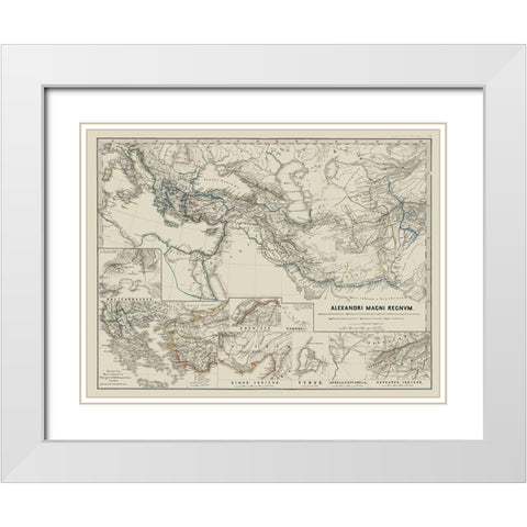 Middle East Alexander the Great - Spruner 1865 White Modern Wood Framed Art Print with Double Matting by Spruner