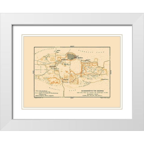 Memphis Egypt Africa - Baedeker 1913 White Modern Wood Framed Art Print with Double Matting by Baedeker