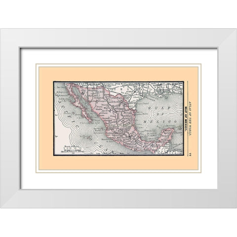 Mexico - Alden 1886 White Modern Wood Framed Art Print with Double Matting by Alden