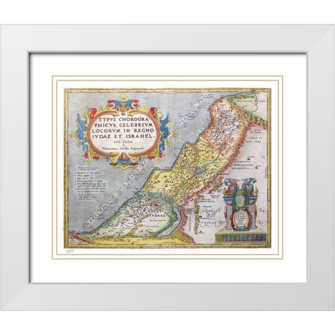 Kingdoms of Judea Israel Middle East White Modern Wood Framed Art Print with Double Matting by Ortelius