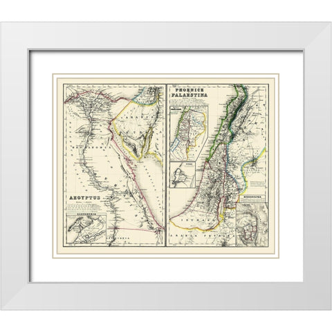 Middle East Egypt Palestina - Kiepert 1903 White Modern Wood Framed Art Print with Double Matting by Kiepert