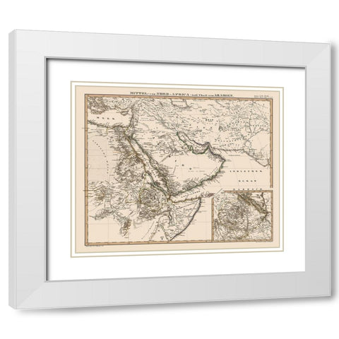 Middle East North Africa Arabia - Stieler 1848 White Modern Wood Framed Art Print with Double Matting by Stieler