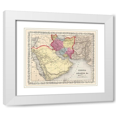 Middle East Persia Arabia - Mitchell 1857 White Modern Wood Framed Art Print with Double Matting by Mitchell