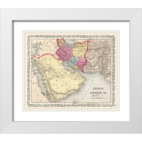Middle East Persia Arabia - Mitchell 1857 White Modern Wood Framed Art Print with Double Matting by Mitchell