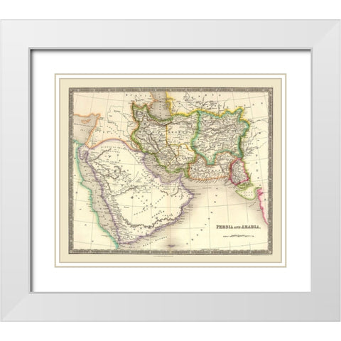 Middle East Persia Arabia - Teesdale 1844 White Modern Wood Framed Art Print with Double Matting by Teesdale