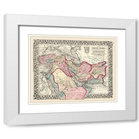 Middle East Turkey Persia Arabia Afghanistan White Modern Wood Framed Art Print with Double Matting by Mitchell