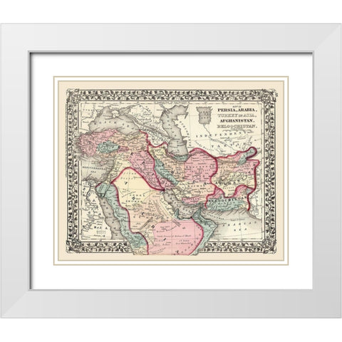 Middle East Turkey Persia Arabia Afghanistan White Modern Wood Framed Art Print with Double Matting by Mitchell