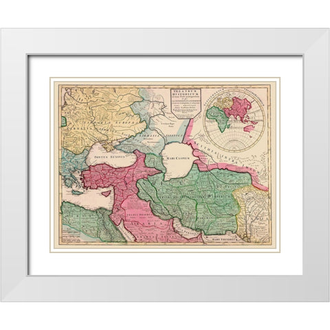 Middle East Europe - De Lisle 1712 White Modern Wood Framed Art Print with Double Matting by De L''isle
