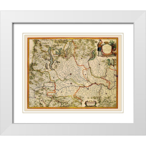 Milano Region Italy - Blaeu 1640 White Modern Wood Framed Art Print with Double Matting by Blaeu