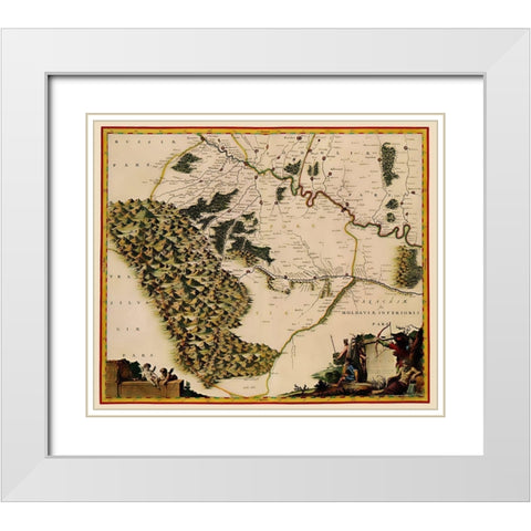 Eastern Europe Moldova Ukraine - Blaeu 1662 White Modern Wood Framed Art Print with Double Matting by Blaeu