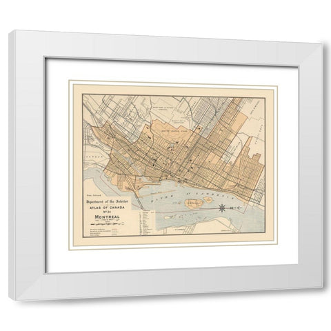 Montreal Canada - White 1906 White Modern Wood Framed Art Print with Double Matting by White