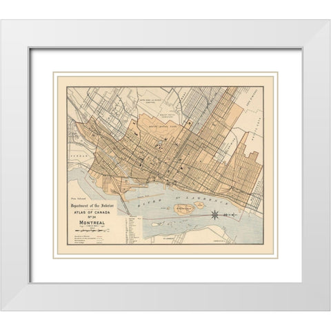 Montreal Canada - White 1906 White Modern Wood Framed Art Print with Double Matting by White