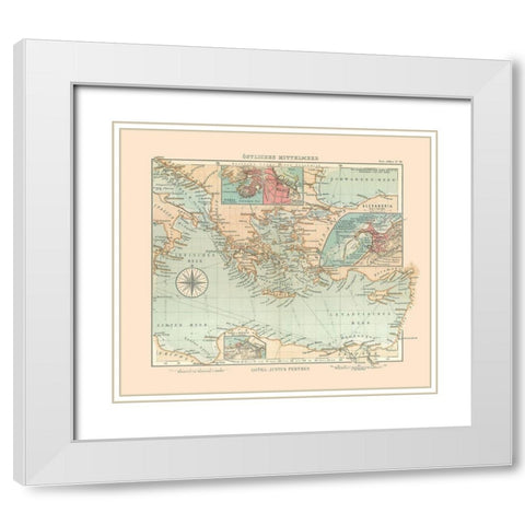 Eastern Mediterranean Sea - Perthes 1914 White Modern Wood Framed Art Print with Double Matting by Perthes