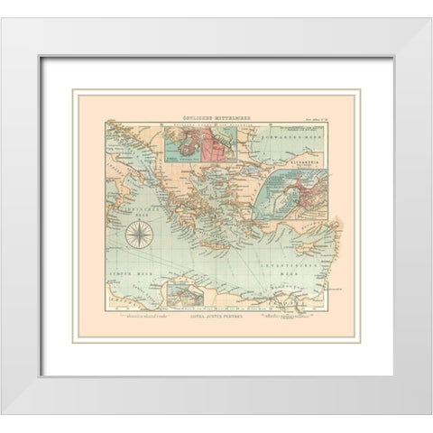 Eastern Mediterranean Sea - Perthes 1914 White Modern Wood Framed Art Print with Double Matting by Perthes