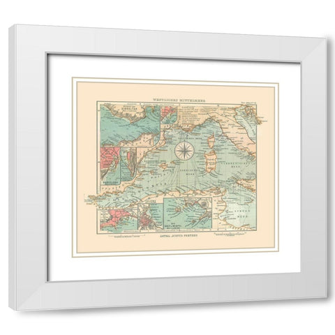Western Mediterranean Sea - Perthes 1914 White Modern Wood Framed Art Print with Double Matting by Perthes