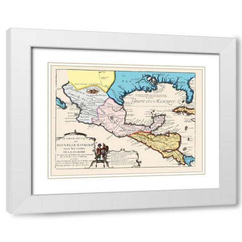 North America New Spain Mexico - 1702 White Modern Wood Framed Art Print with Double Matting by Unknown