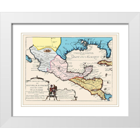 North America New Spain Mexico - 1702 White Modern Wood Framed Art Print with Double Matting by Unknown