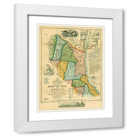 Seat of War Mexico - Disturnell 1847 White Modern Wood Framed Art Print with Double Matting by Disturnell