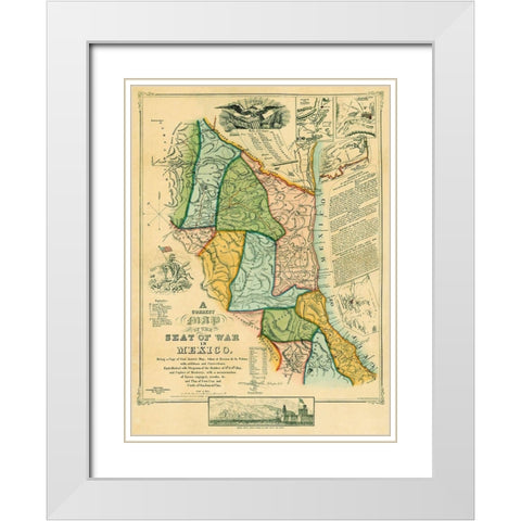 Seat of War Mexico - Disturnell 1847 White Modern Wood Framed Art Print with Double Matting by Disturnell