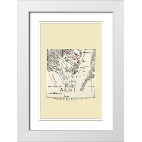 Buena Vista Mexico Battle Map 1892 White Modern Wood Framed Art Print with Double Matting by Church News Publishing