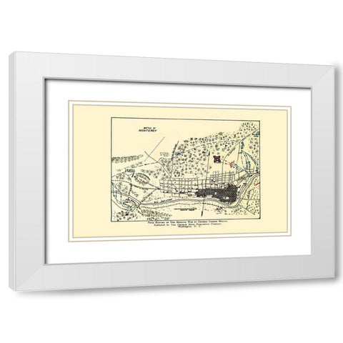 Monterey Battle Map Mexican American War 1892 White Modern Wood Framed Art Print with Double Matting by Church News Publishing