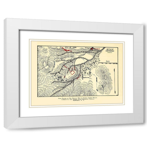 Mexico City Mexico Battle Aug. 19-20 1847 White Modern Wood Framed Art Print with Double Matting by Unknown