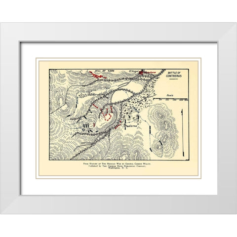 Mexico City Mexico Battle Aug. 19-20 1847 White Modern Wood Framed Art Print with Double Matting by Unknown