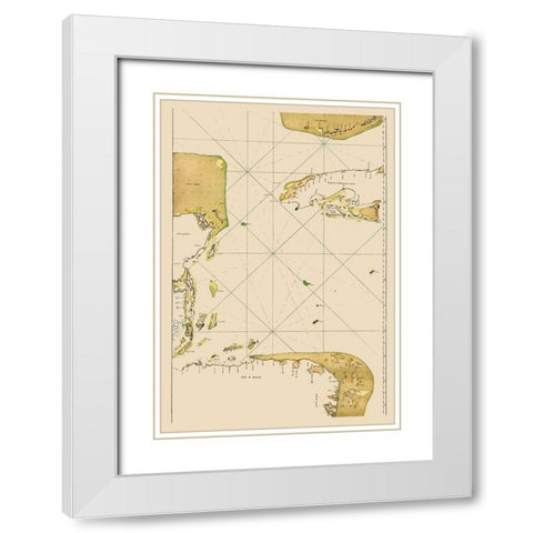 Caribbean Sea Mexico Honduras Cuba - 1700 White Modern Wood Framed Art Print with Double Matting by Unknown