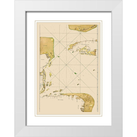 Caribbean Sea Mexico Honduras Cuba - 1700 White Modern Wood Framed Art Print with Double Matting by Unknown