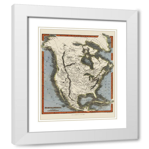 North America - Walker 1820 White Modern Wood Framed Art Print with Double Matting by Walker