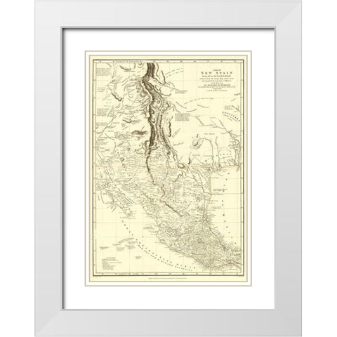 Caribbean New Spain Mexico with Indian Tribe White Modern Wood Framed Art Print with Double Matting by Humboldt