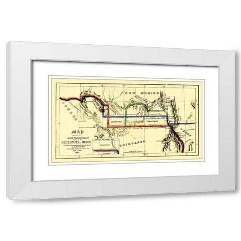 Disputed Boundary United States Mexico White Modern Wood Framed Art Print with Double Matting by Schroefer