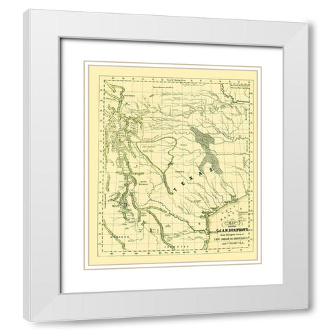 Route thru New Mexico Chihuahua Coahuila Mexico US White Modern Wood Framed Art Print with Double Matting by Doniphan