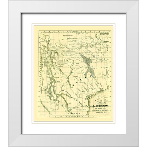 Route thru New Mexico Chihuahua Coahuila Mexico US White Modern Wood Framed Art Print with Double Matting by Doniphan