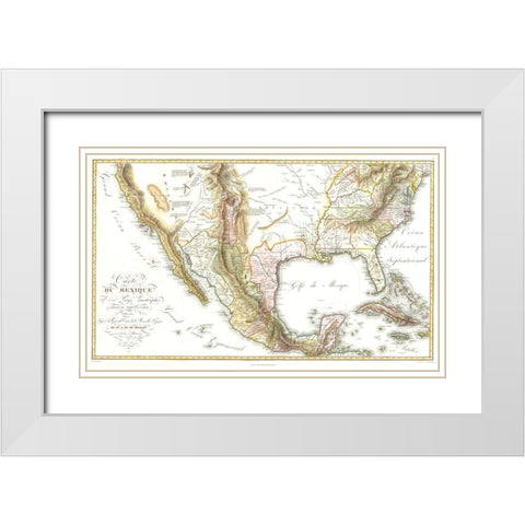 Territories Mexico United States - Humboldt 1811 White Modern Wood Framed Art Print with Double Matting by Humboldt