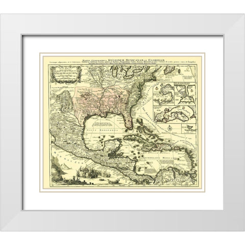 North America Region Mexico Florida United States White Modern Wood Framed Art Print with Double Matting by Vindel