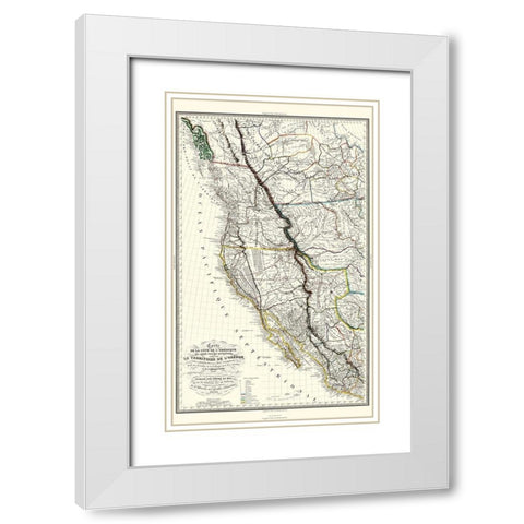 North America Western Territories - Hoen 1844 White Modern Wood Framed Art Print with Double Matting by Hoen